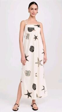 NWOT Dress To Brazil Starfish Print Linen Midi Dress